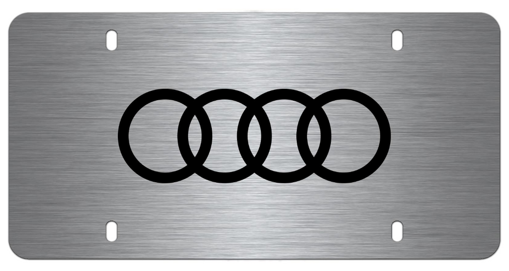 Plaque décorative avec logo Audi gravée au laser en inox brossé - A4 /S4