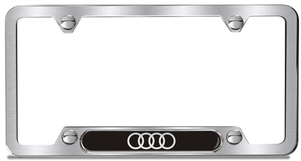 Cadre de plaque d'immatriculation avec logo Audi en inox poli - ALLROAD