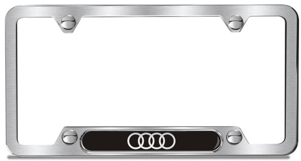 Cadre de plaque d'immatriculation avec logo Audi en inox brossé - A8/S8