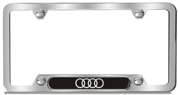 Cadre de plaque d'immatriculation avec logo Audi en inox poli - A8 /S8